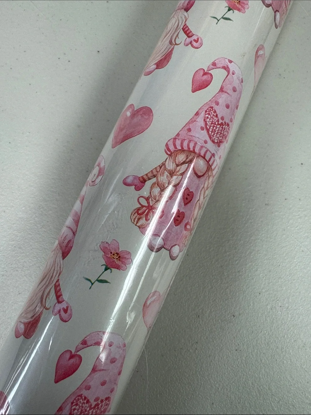 Pink Heart & Gift Party Wrapping Paper Roll gnome Valentines girl gnomes new